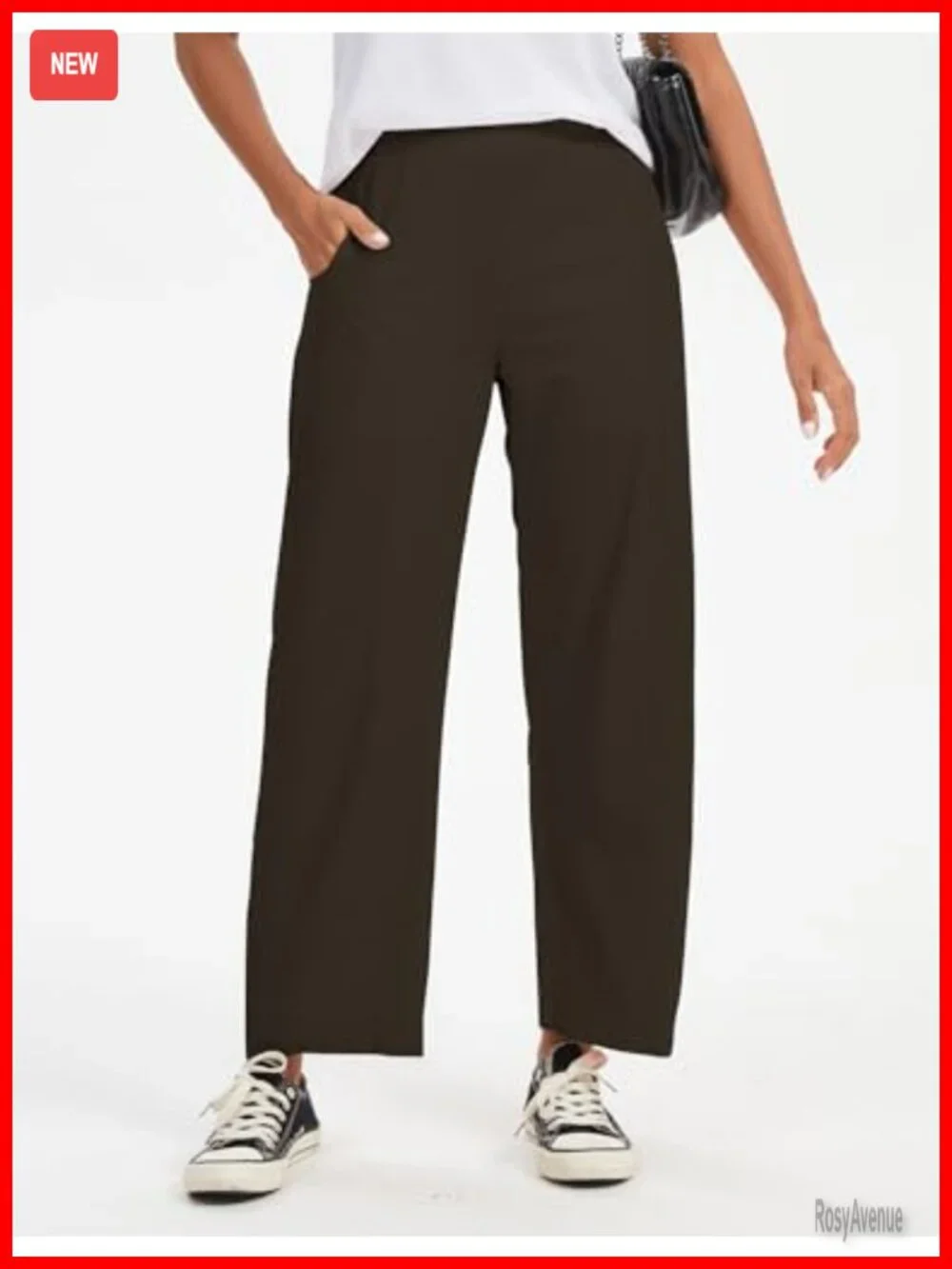Mid Rise Palazzo Trousers Hidden Elastic Quick Dry Wide Leg Crop Ankle Length